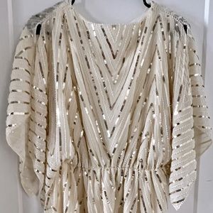 Champagne and gold beaded dress